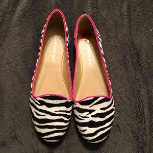 Madden Girl zebra flats